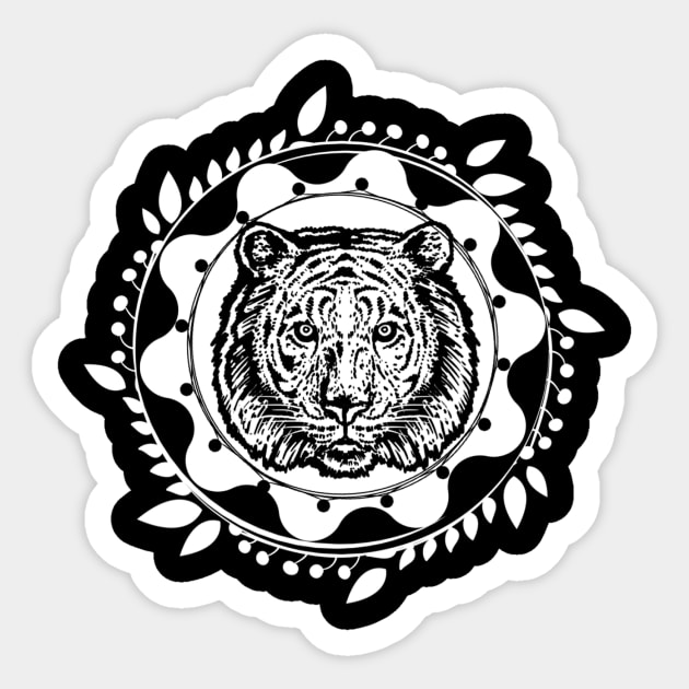 Boho Bengal Tiger Wreath Sticker by ArtisticEnvironments